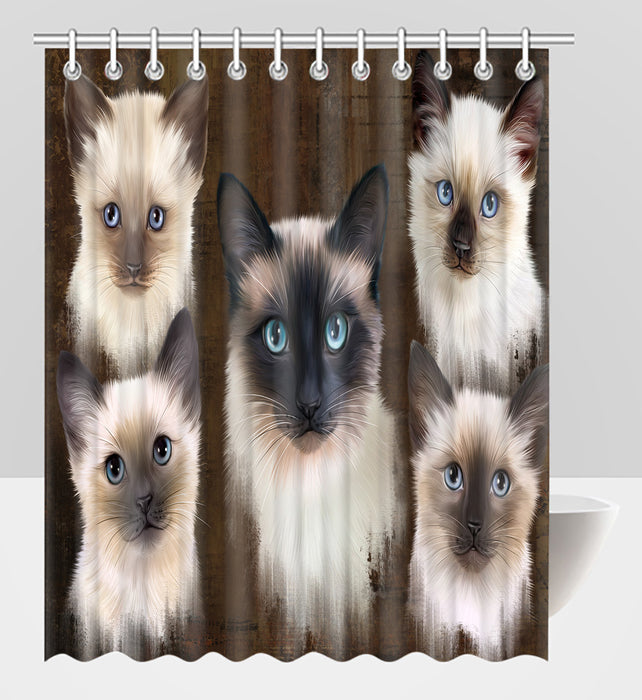 Rustic Siamese Cats Shower Curtain