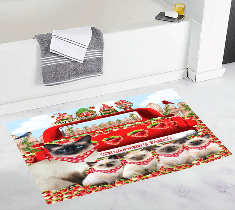 Siamese Custom Bath Mat, Explore a Variety of Personalized Designs, Anti-Slip Bathroom Pet Rug Mats, Cat Lover's Gifts