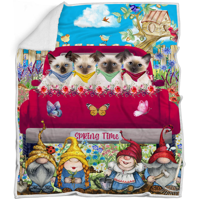 Siamese Bed Blanket, Explore a Variety of Designs, Personalized, Throw Sherpa, Fleece and Woven, Custom, Soft and Cozy, Cat Gift for Pet Lovers