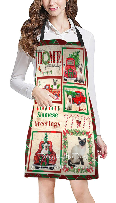 Welcome Home for Holidays Siamese Cats Apron Apron48451