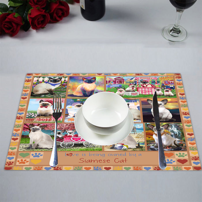Love is Being Owned Siamese Cat Beige Placemat