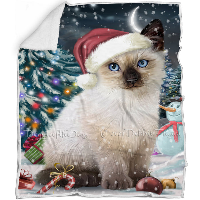 Have a Holly Jolly Siamese Cat Christmas Blanket BLNKT81804