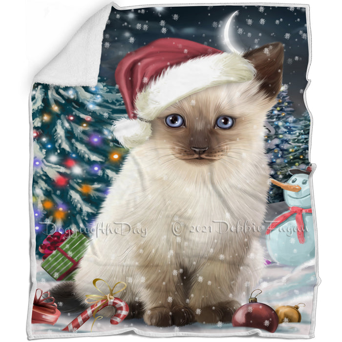 Have a Holly Jolly Siamese Cat Christmas Blanket BLNKT81813