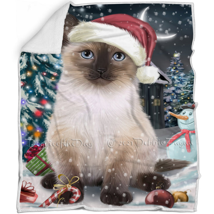 Have a Holly Jolly Siamese Cat Christmas Blanket BLNKT81822