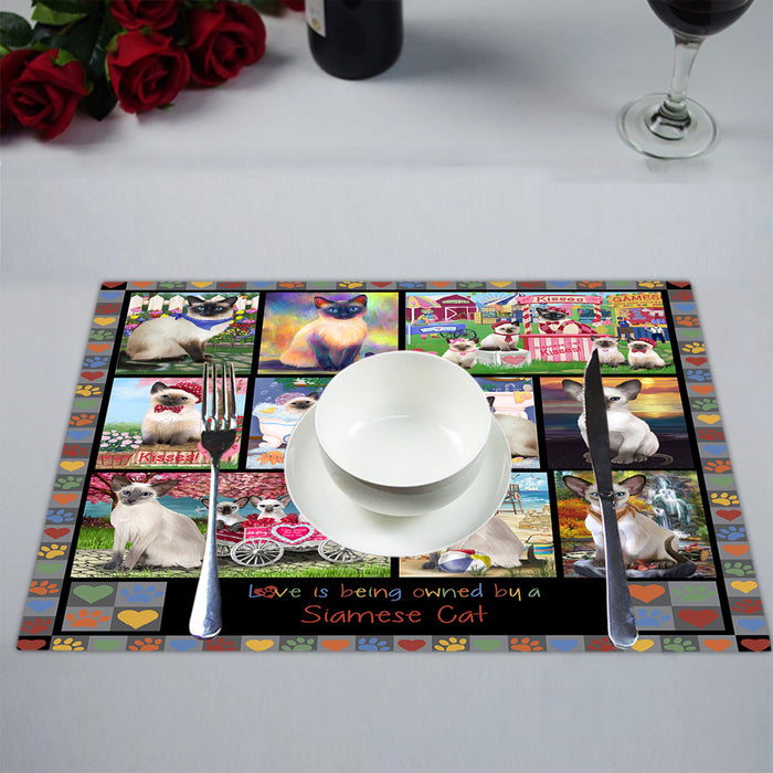 Love is Being Owned Siamese Cat Grey Placemat
