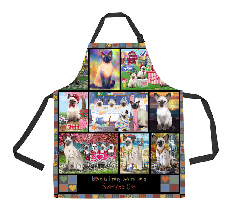 Love is Being Owned Siamese Cat Grey Apron