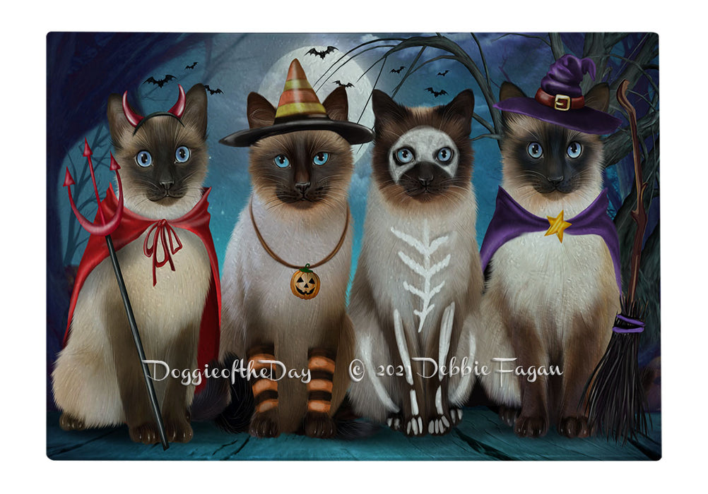 Happy Halloween Trick or Treat Siamese Cats Cutting Board - Easy Grip Non-Slip Dishwasher Safe Chopping Board Vegetables C79729