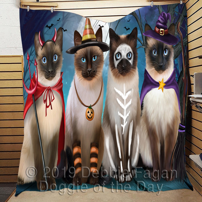 Halloween Trick or Teat Siamese Cats Quilt