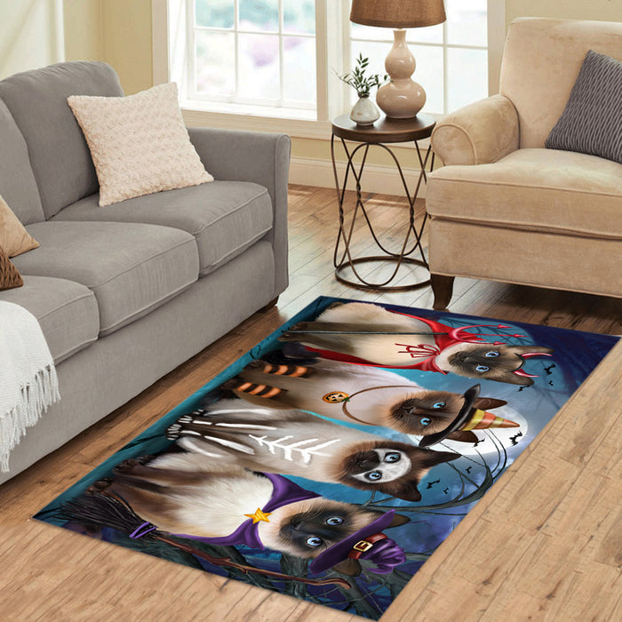 Halloween Trick or Teat Siamese Cats Area Rug