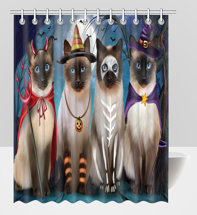 Halloween Trick or Teat Siamese Cats Shower Curtain