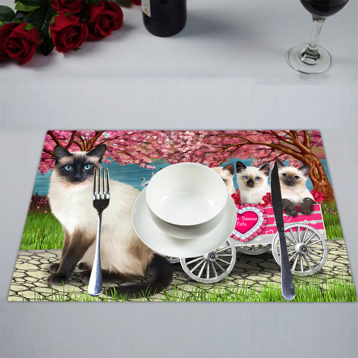 I Love Siamese Cats in a Cart Placemat