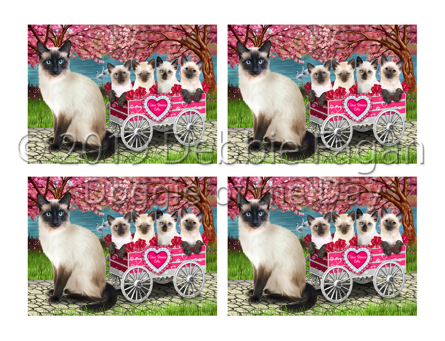I Love Siamese Cats in a Cart Placemat