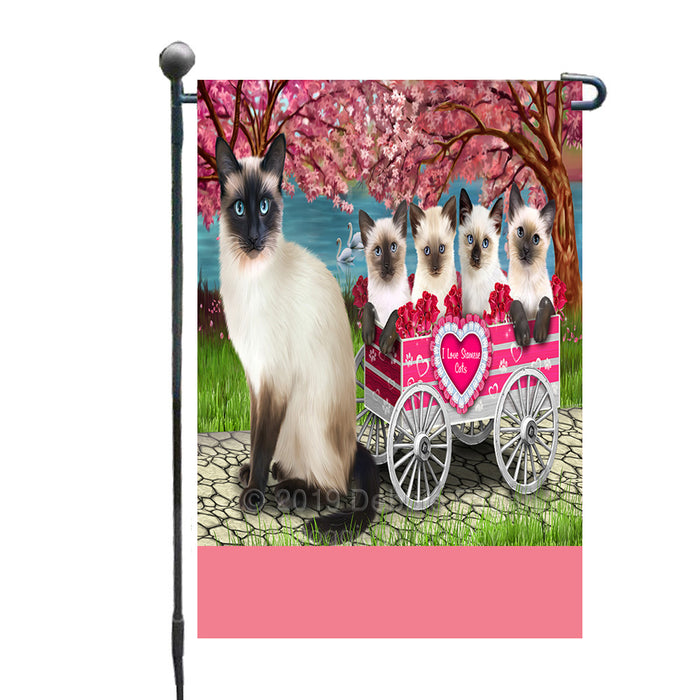Personalized I Love Siamese Cats in a Cart Custom Garden Flags GFLG-DOTD-A62188