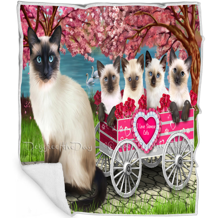 I Love Siamese Cats Cat in a Cart Blanket BLNKT82110