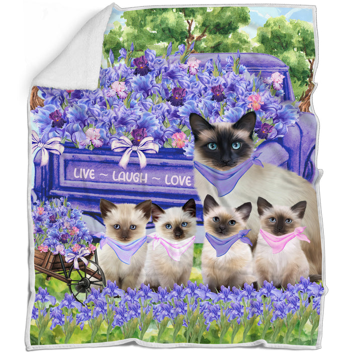 Siamese Bed Blanket, Explore a Variety of Designs, Personalized, Throw Sherpa, Fleece and Woven, Custom, Soft and Cozy, Cat Gift for Pet Lovers