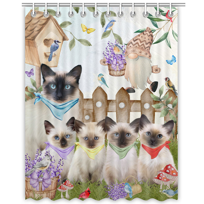 Siamese Shower Curtain: Explore a Variety of Designs, Custom, Personalized, Waterproof Bathtub Curtains for Bathroom with Hooks, Gift for Cat and Pet Lovers