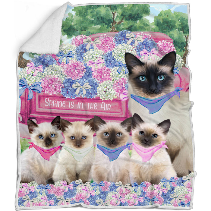 Siamese Blanket: Explore a Variety of Personalized Designs, Bed Cozy Sherpa, Fleece and Woven, Custom Cat Gift for Pet Lovers