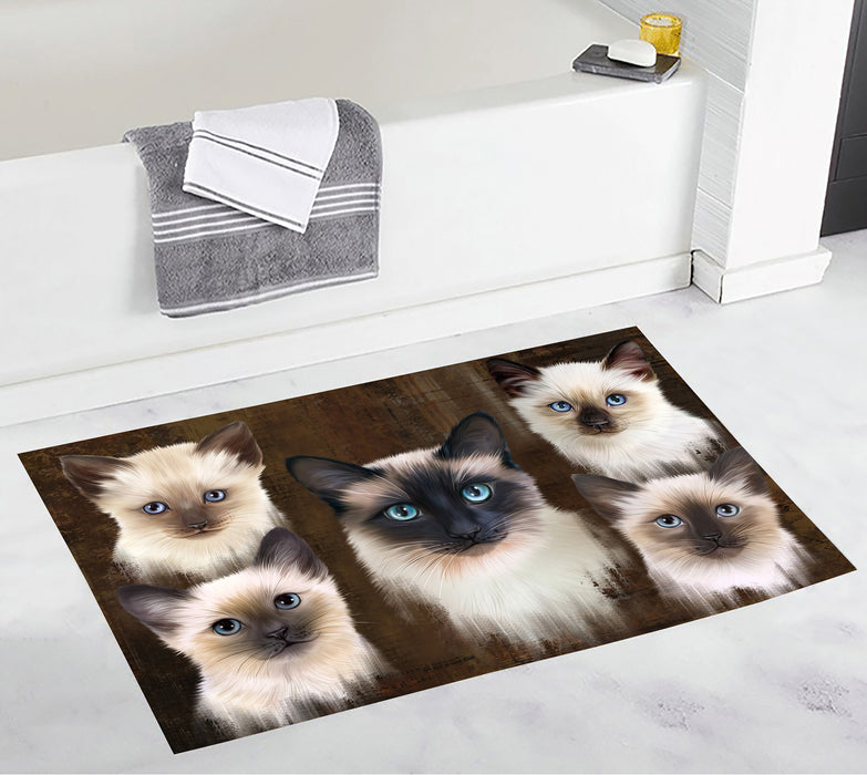 Rustic Siamese Cats Bath Mat