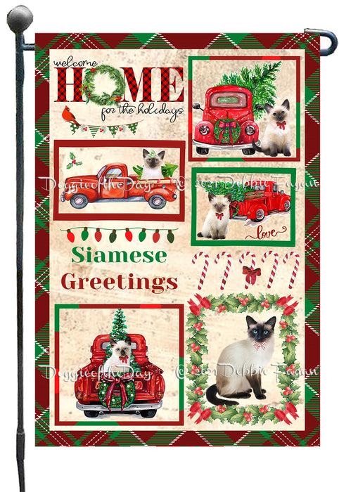 Welcome Home for Christmas Holidays Siamese Cats Garden Flag GFLG67048