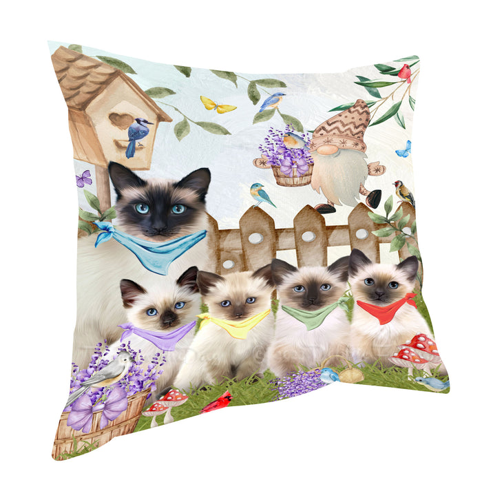 Siamese Cats Throw Pillow, Explore a Variety of Custom Designs, Personalized, Cushion for Sofa Couch Bed Pillows, Pet Gift for Cat Lovers
