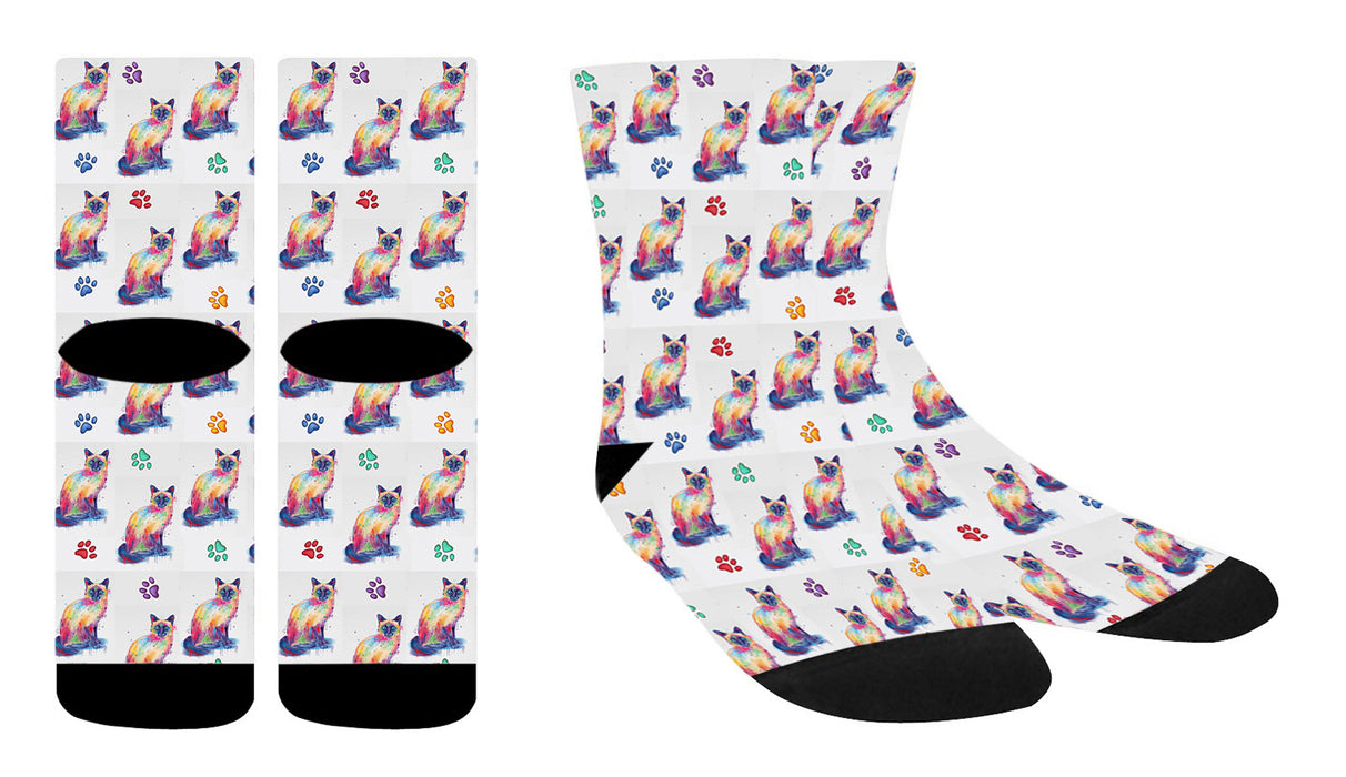 Watercolor Siamese Cats Women's Socks