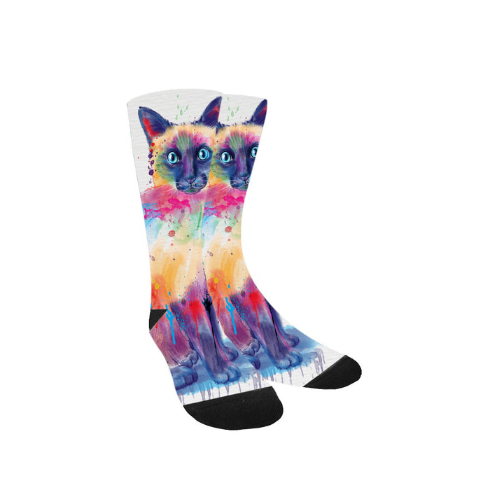 Watercolor Siamese Cat Women's Casual Socks