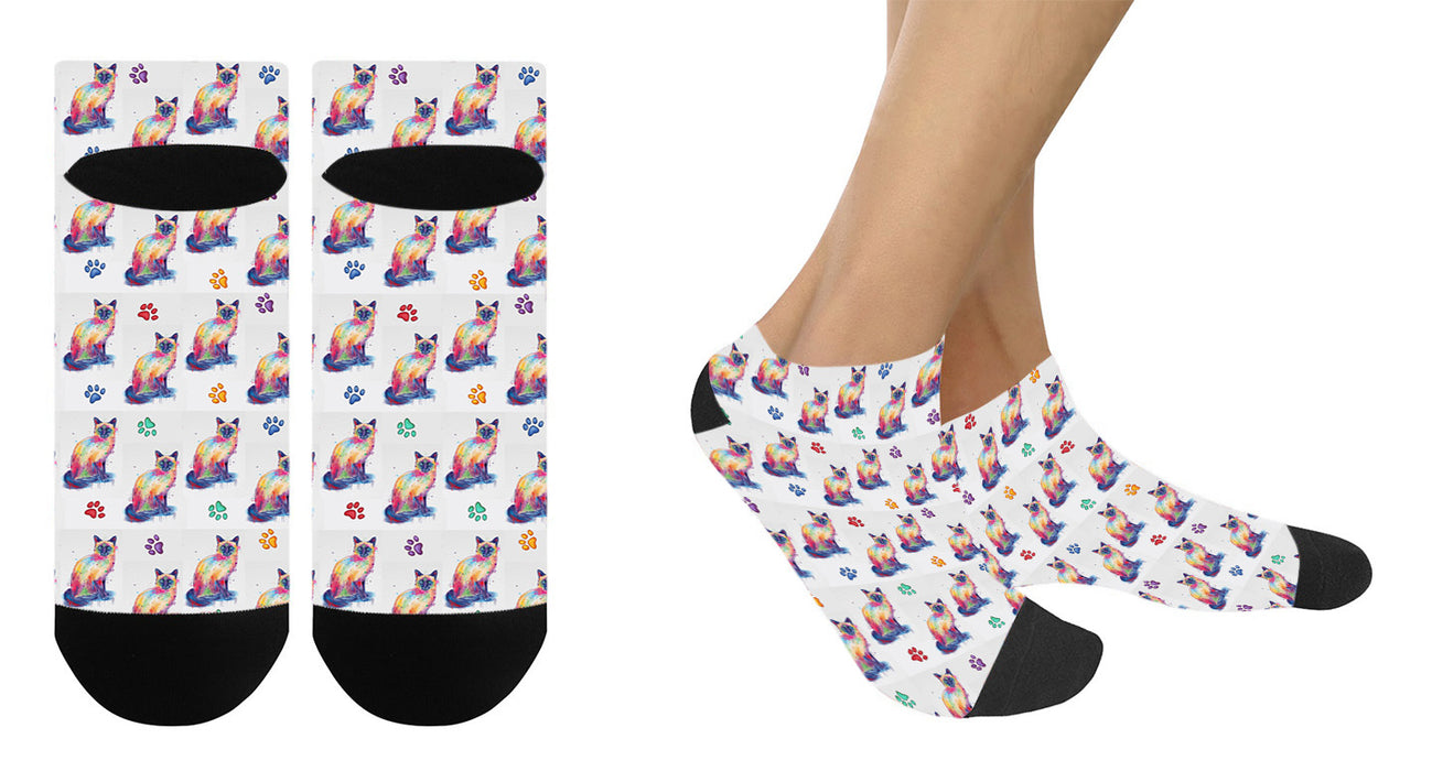 Watercolor Siamese Cats Women's Ankle Socks