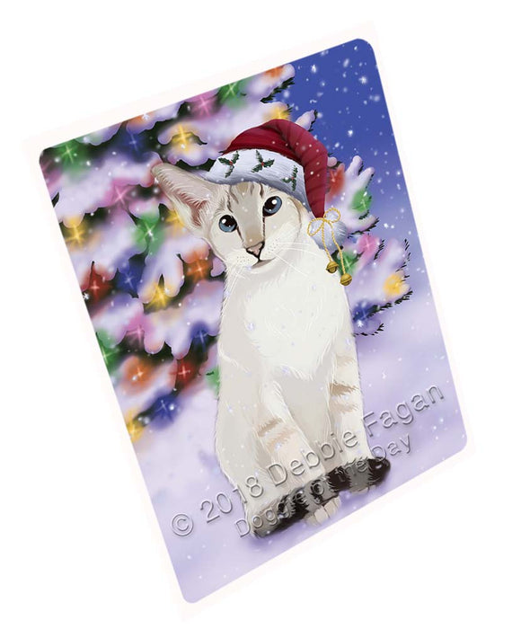Winterland Wonderland Siamese Cat In Christmas Holiday Scenic Background Large Refrigerator / Dishwasher Magnet RMAG96606