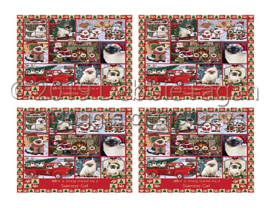 Love is Being Owned Christmas Siamese Cats Placemat