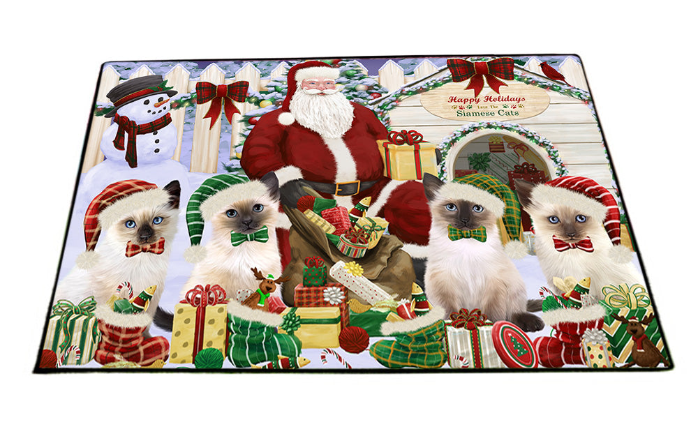 Christmas Dog House Siamese Cats Floormat FLMS51888