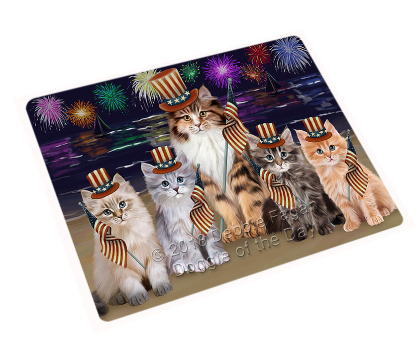 4th of July Independence Day Firework Siamese Cats Large Refrigerator / Dishwasher Magnet RMAG104124