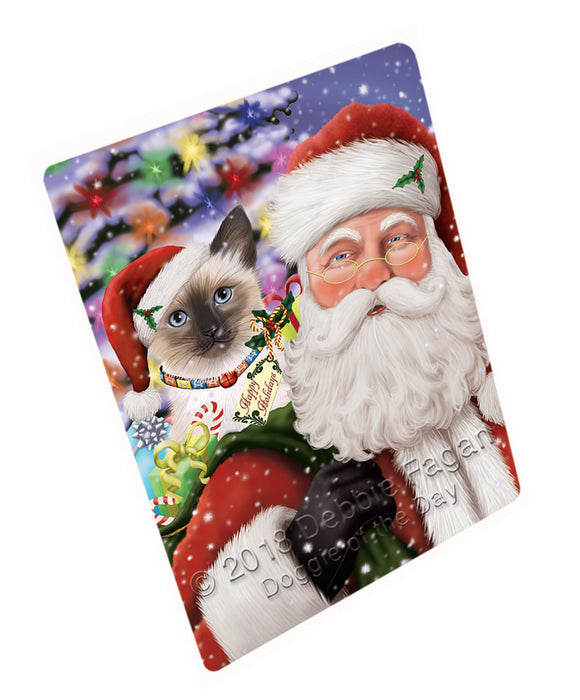 Santa Carrying Siamese Cat and Christmas Presents Large Refrigerator / Dishwasher Magnet RMAG83094