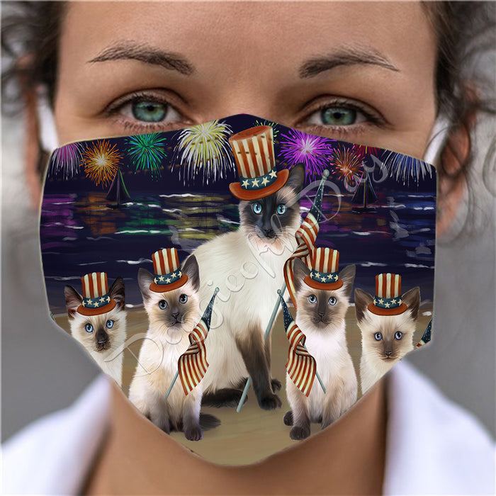 4th of July Independence Day Siberian Cats Face Mask FM49443