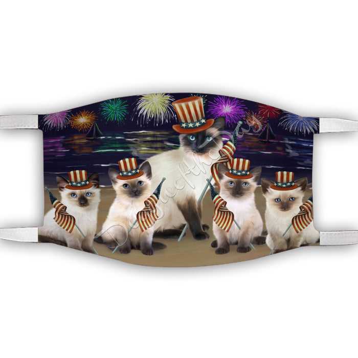4th of July Independence Day Siberian Cats Face Mask FM49443