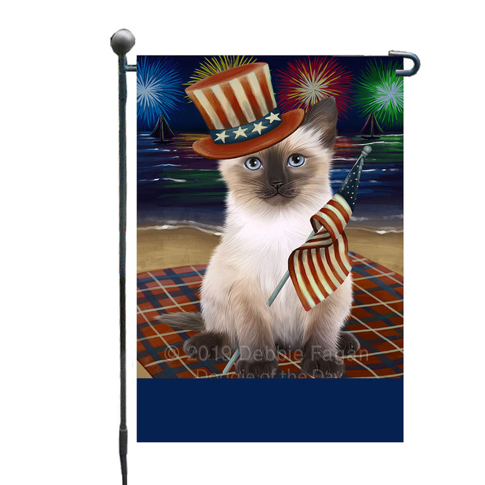 Personalized 4th of July Firework Siamese Cat Custom Garden Flags GFLG-DOTD-A58094
