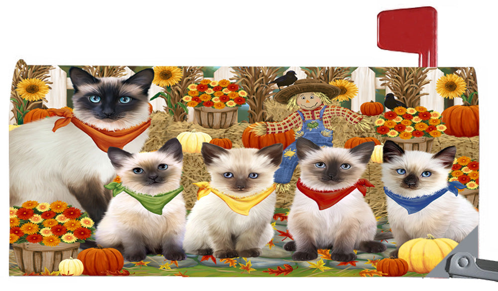 Magnetic Mailbox Cover Harvest Time Festival Day Siamese Cats MBC48075