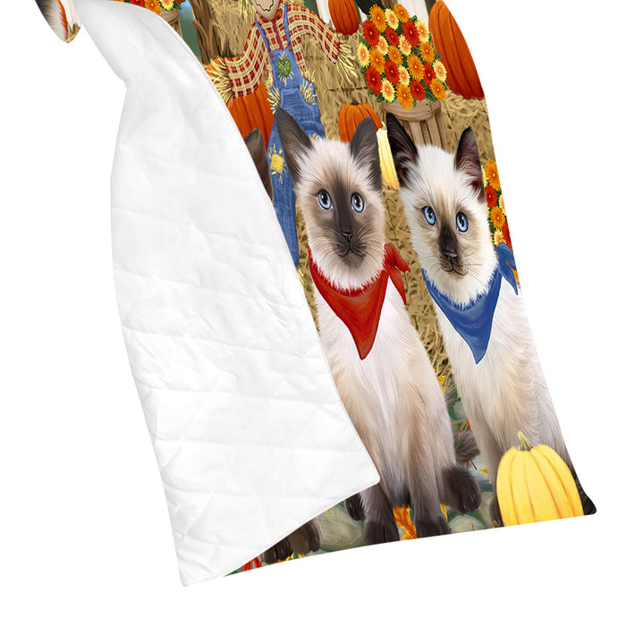 Fall Festive Harvest Time Gathering Siamese Cats Quilt