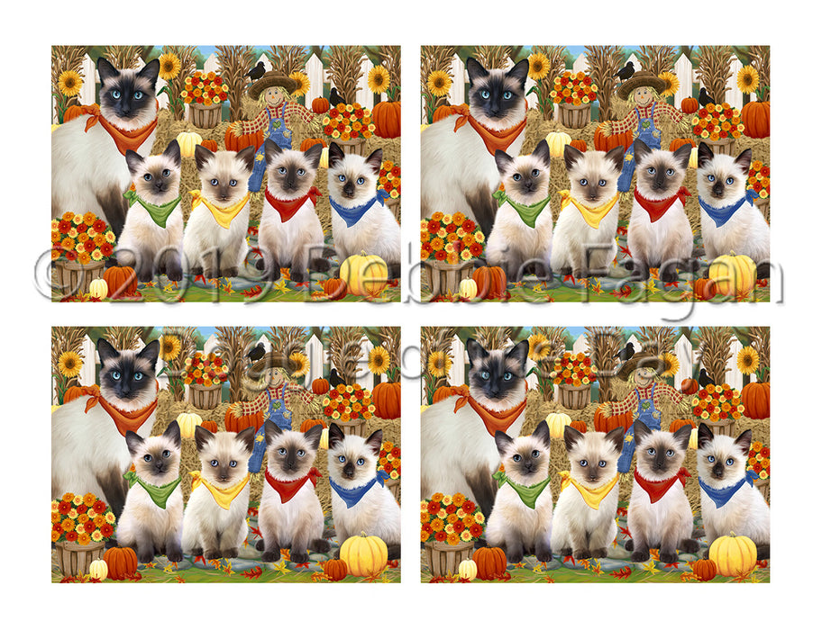 Fall Festive Harvest Time Gathering Siamese Cats Placemat
