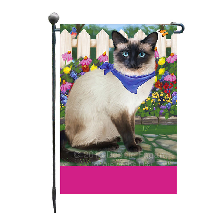 Personalized Spring Floral Siamese Cat Custom Garden Flags GFLG-DOTD-A63002