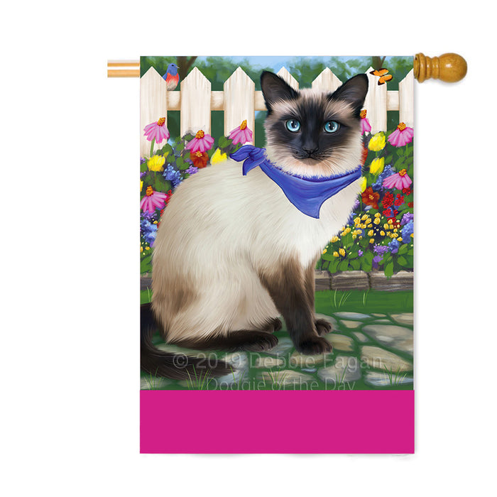 Personalized Spring Floral Siamese Cat Custom House Flag FLG-DOTD-A63058