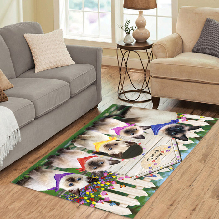 Spring Dog House Siamese Cats Area Rug