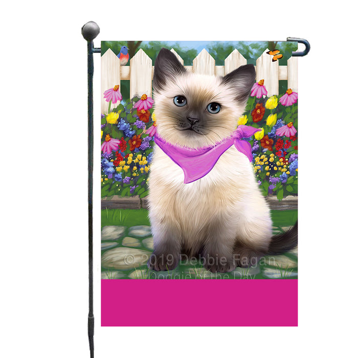 Personalized Spring Floral Siamese Cat Custom Garden Flags GFLG-DOTD-A63004