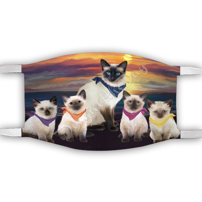 Family Sunset Siamese Cats Face Mask FM49238