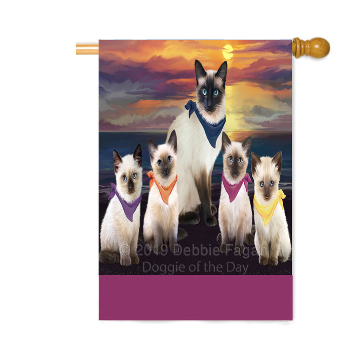 Personalized Family Sunset Portrait Siamese Cats Custom House Flag FLG-DOTD-A60689
