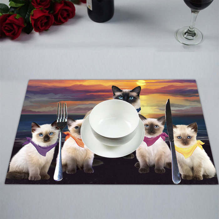 Family Sunset Portrait Siamese Cats Placemat