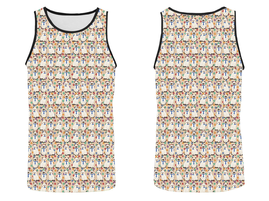 Rainbow Paw Print Siamese Cats Blue All Over Print   Men's Tank Top