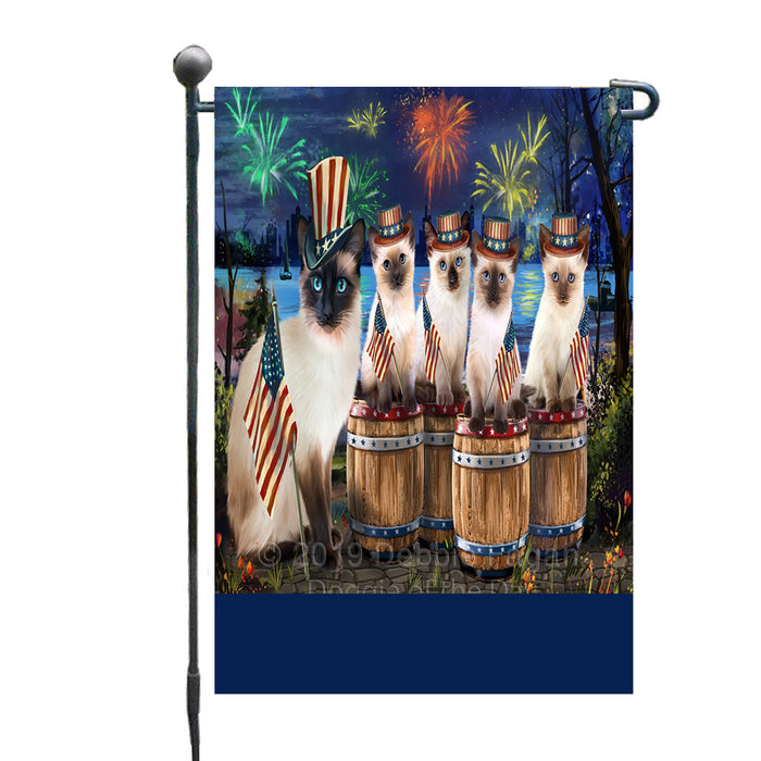 Personalized 4th of July Firework Siamese Cats Custom Garden Flags GFLG-DOTD-A58095