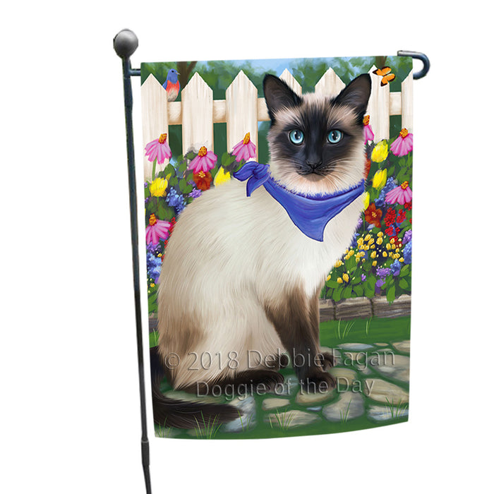 Spring Floral Siamese Cat Garden Flag GFLG52218