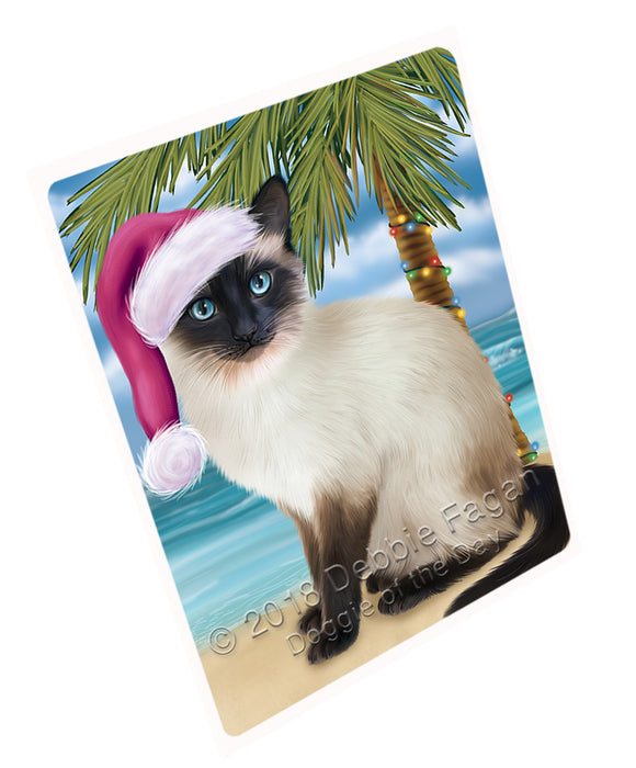 Summertime Happy Holidays Christmas Siamese Cat on Tropical Island Beach Cutting Board C68181