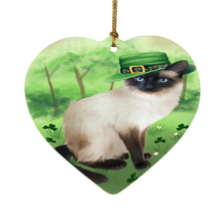 St. Patricks Day Irish Portrait Siamese Cat Heart Christmas Ornament HPOR57977
